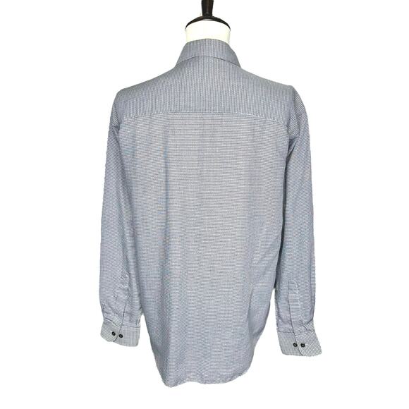 Yves Saint Laurent | Crosshatch Pattern Light Button Up Dress Shirt | Medium - Picture 3 of 13